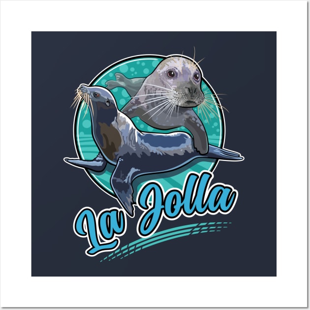 Harbor Seal and Sea Lion at La Jolla California near San Diego Wall Art by SuburbanCowboy